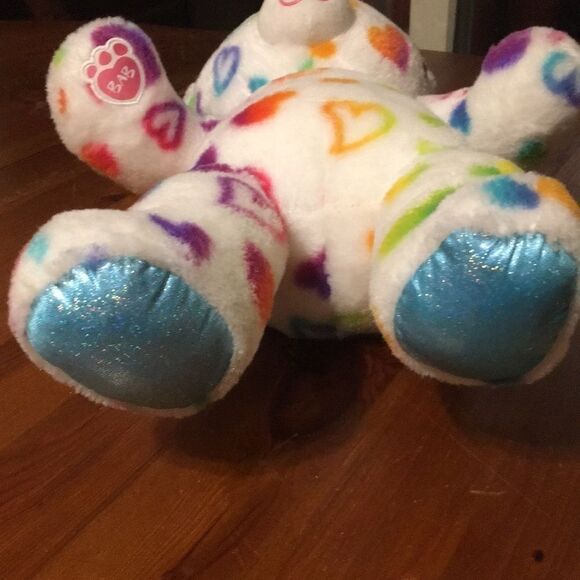 Build a Bear Multicolored Hearts Bear Plush - Picture 5 of 9
